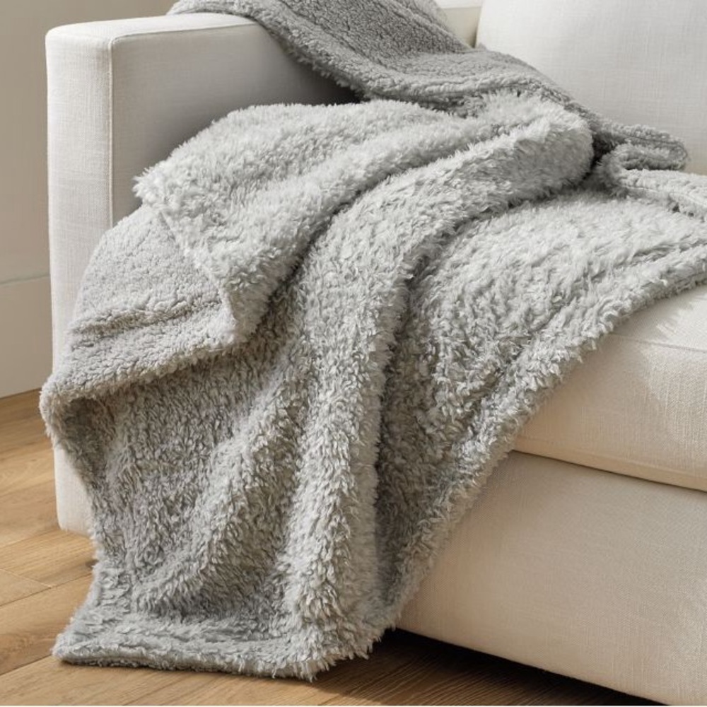 Pottery Barn Soft Gray Fireside Cozy Throw 50x60
